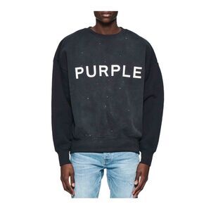 Purple Brand Sweatshirt Hwt Fleece Crewneck Mens Black P402
